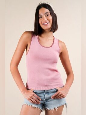 VERY J Blanket Style Sleeveless Knit Tank